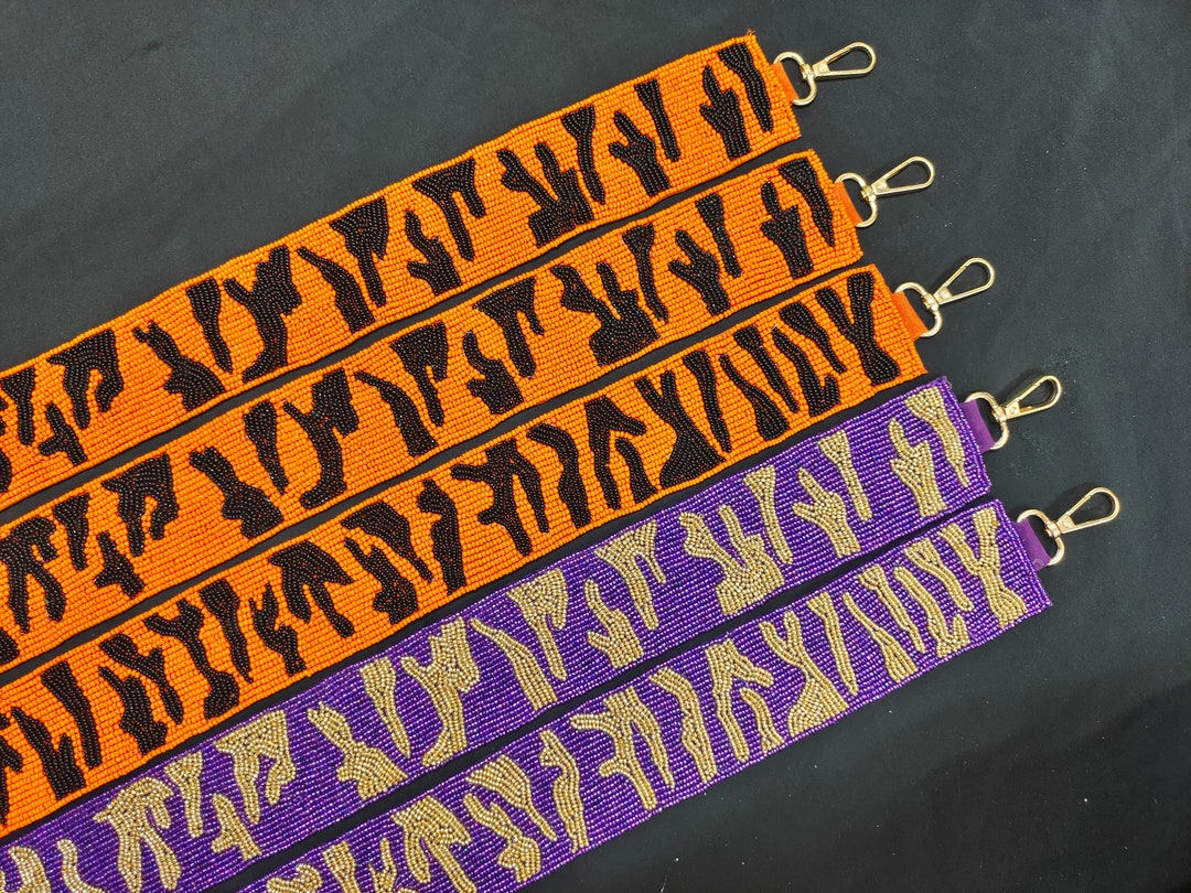 Beaded Purse Strap, Game Day Bag Strap, Cross Body Purse Strap, Tiger