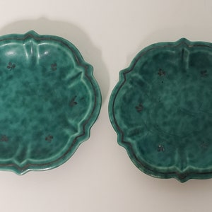 Gustavsberg Sweden Argenta green and silver dish plate bowl