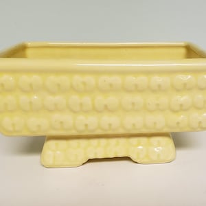 FAPCO Fredericksburg Art Pottery Mid Century vintage yellow pedestal planter