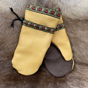 Tan and Chocolate Brown Chopper Mittens - Women’s M/L - Handmade