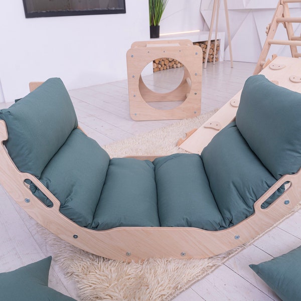 Conjunto de triángulos de escalada, cojín basculante Montessori, almohada de arco, arco de escalada, almohada basculante de arco, juguetes educativos de madera, almohada de cojín