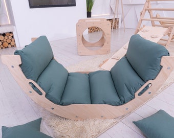 Conjunto de triángulos de escalada, cojín basculante Montessori, almohada de arco, arco de escalada, almohada basculante de arco, juguetes educativos de madera, almohada de cojín