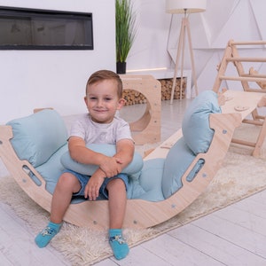 Best Wood Gift for kids toys, Climbing triangle set 5in1, Toddler gifts 1 - 5 years old, Climbing arch, Baby and toddler toys, arch pillow