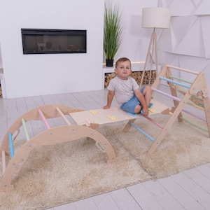 climbing triangle set 3 items, Montessori triangle , Klettergerüst indoor, Toddler Climbing frame, Climbing triangle, Climb rocker, baby gym