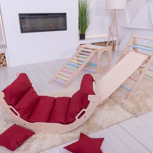 Montessori-klimdriehoek, klimset baby, boogklimmen, boogkussen, klimrekglijbaan, klimmeubilair, klimrek