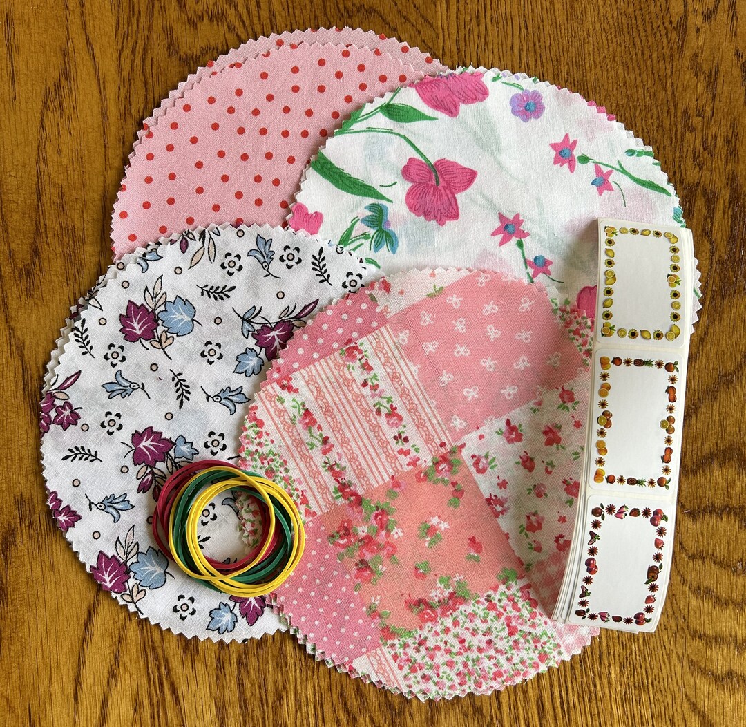 Fabric Jam Jar Covers Set of 12 With Labels and Bands - Etsy UK