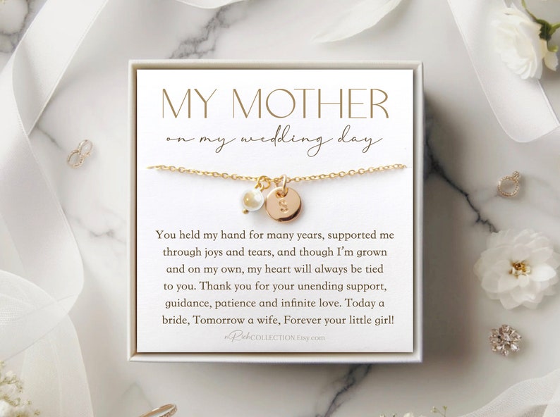 To My Mother on My Wedding Day Bride Mom Gift for Mother of The Bride Gift from Bride Gift form Daughter Diamond Necklace Wedding Jewelry image 3