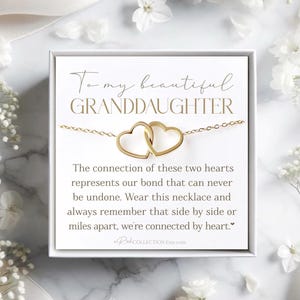 Granddaughter Necklace for Granddaughter Personalized Jewelry Gift Christmas Birthday Gift Two Interlocking Hearts Rose Gold Necklace Gift