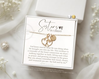 Sister in Christ Necklace, Linked Hearts Christian Gift