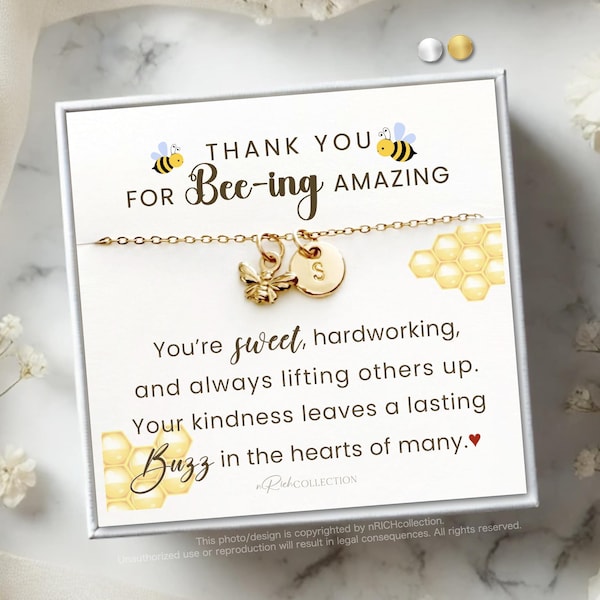 Gracias por ser un regalo de agradecimiento increíble para cualquier persona que trabaja duro, difunde amabilidad y eleva a los demás. Regalo de collar de abeja para ella.