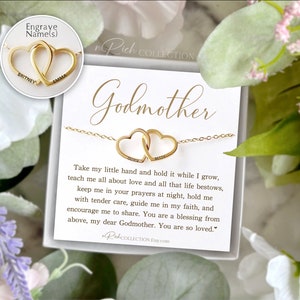Godmother Gift Personalized Godmother Necklace Godmom Birthday Godmother Jewelry Mothers Day Gift for Godmother Name Connect Heart Necklace