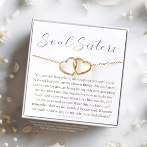 Soul Sisters Necklace Gift Soul Sister Jewelry Gift Personalized Gift for Best Friend Bestie Two Interlocking Heart Bestie Gift Unbiological