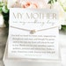 To My Mother on My Wedding Day Bride Mom Gift for Mother of The Bride Gift from Bride Gift form Daughter Diamond Necklace Wedding Jewelry