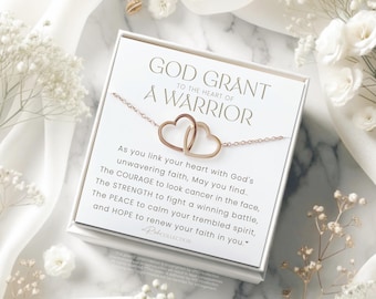 Cancer Warrior Necklace Gifts - God Grant Strength Faith Warrior Gift - Double Heart Christian Cancer Survivor for Cancer Patients