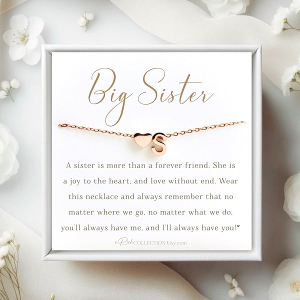 Big Sister Necklace Gift Sister Gifts Big Sister Birthday Gift for Big SisterJewelry Gift for Sister Custom Initial Necklace Gift Card