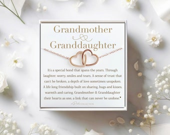 Personalized Grandmother Granddaughter Necklace Two Hearts Connected for Grandmother and Granddaughter Custom Engrave Necklace Name Necklace
