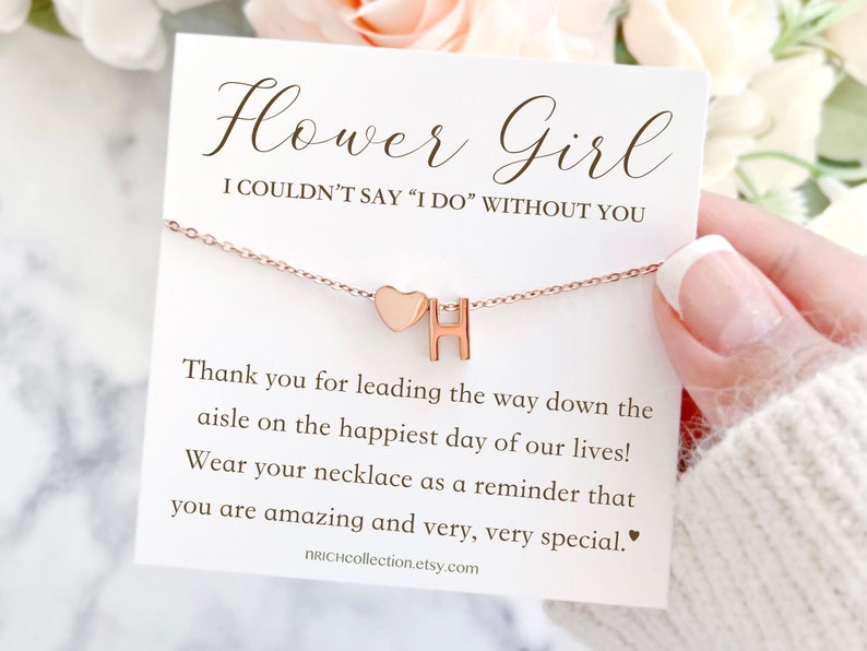 Personalized Flower Girl Gift Flower Girl Necklace Gift Custom Flower Girl Gift Flower Girl Proposal Thank You Flower Girl Necklace and Card 