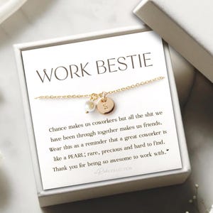 Work Bestie Necklace Gift for Coworker Gift  Work Best Friend Coworker Jewelry Gift for Birthday Christmas Retirement Gift for Her Pearl