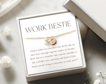 Work Bestie Necklace Gift for Coworker Gift  Work Best Friend Coworker Jewelry Gift for Birthday Christmas Retirement Gift for Her Pearl
