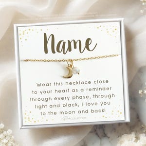 I love you to the moon and back, Moonstone Necklace, Gift for Best Friend, Gift for Mom. Gold Moon, Silver Moon, Friendship Necklace, BFF