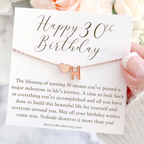 Custom 30th Birthday Necklace Gift for Friends sister 30 Year Old Birthday Personalized Gift for Her Birthday Card with Necklace birthstone