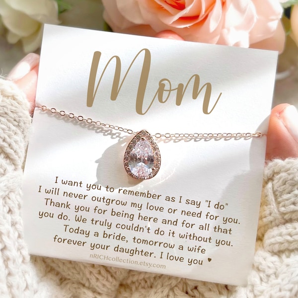 Gift for Mother of The Bride To My Mother on My Wedding Day Bride Mom Gift from Bride Gift from Daughter Diamond Necklace Wedding Jewelry