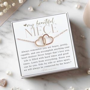 Cadeau significatif pour une nièce Cadeau de la tante à la nièce Collier Cadeau Nièce Cadeaux Bijoux Réfléchissant Personnaliser Nièce Anniversaire Noël Deux coeurs