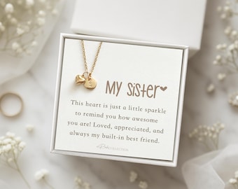 Heart Necklace Gift for Sister – Cute Jewelry Gift for Built-In Best Friend – Sister Birthday Gift from Sibling Sweet Token of Appreciation