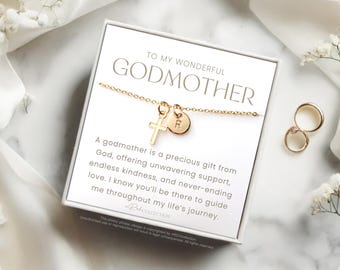 Godmother Gift Christian Jewelry Cross Necklace Religious Godmother Appreciation Birthday Baptism Proposal Thank You Christmas Mother's Day