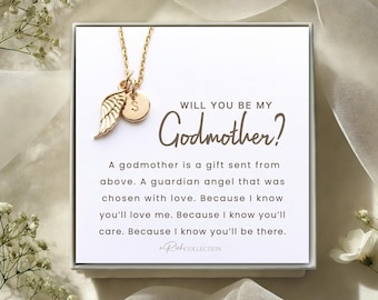 Will you be my Godmother? Guardian Angel Necklace Godmother Proposal Gift Godmother Gift Godmother Jewelry and Card Godmother Necklace Gift
