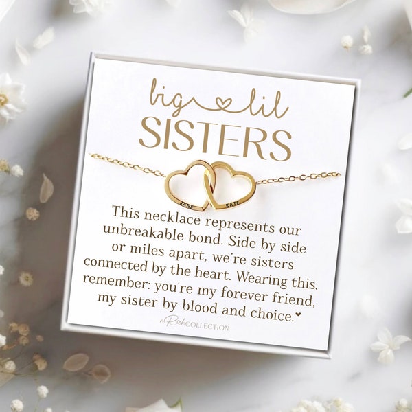 Big & Little SISTER Necklace Gift Personalize Matching Set Connected Heart Necklace Sentimental Gift Ideas for Big Sister Little Sister Gift