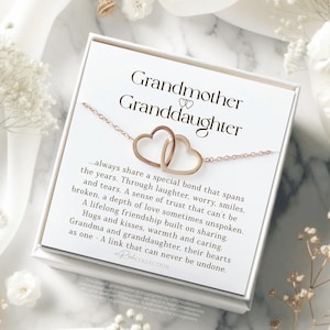 Grandma Granddaughter Necklace Gift Interlock Two Heart Necklace with Poem Card Personalized Grandmother Gift from Granddaughter Sentimental
