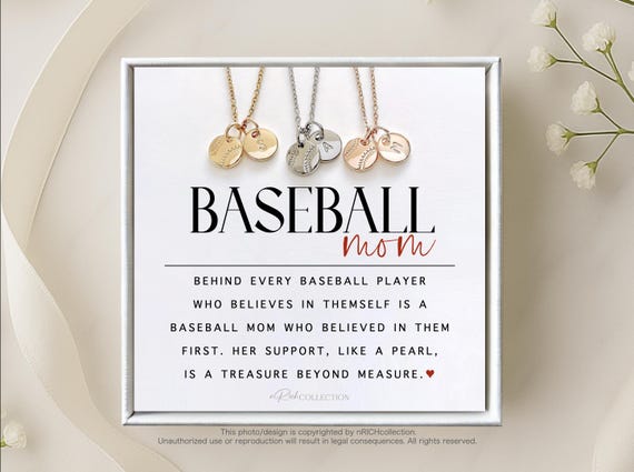 Baseball Mom Necklace - Gift for Baseball Moms - Baseball Initial Necklace - Personalized Baseball Custom Baseball Mom Initial Name Necklace