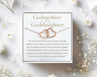 Personalized Godmother Gift from Goddaughter Two Interlocking Hearts Necklace for Godmother Jewelry Birthday Mother's Day Christmas Gift