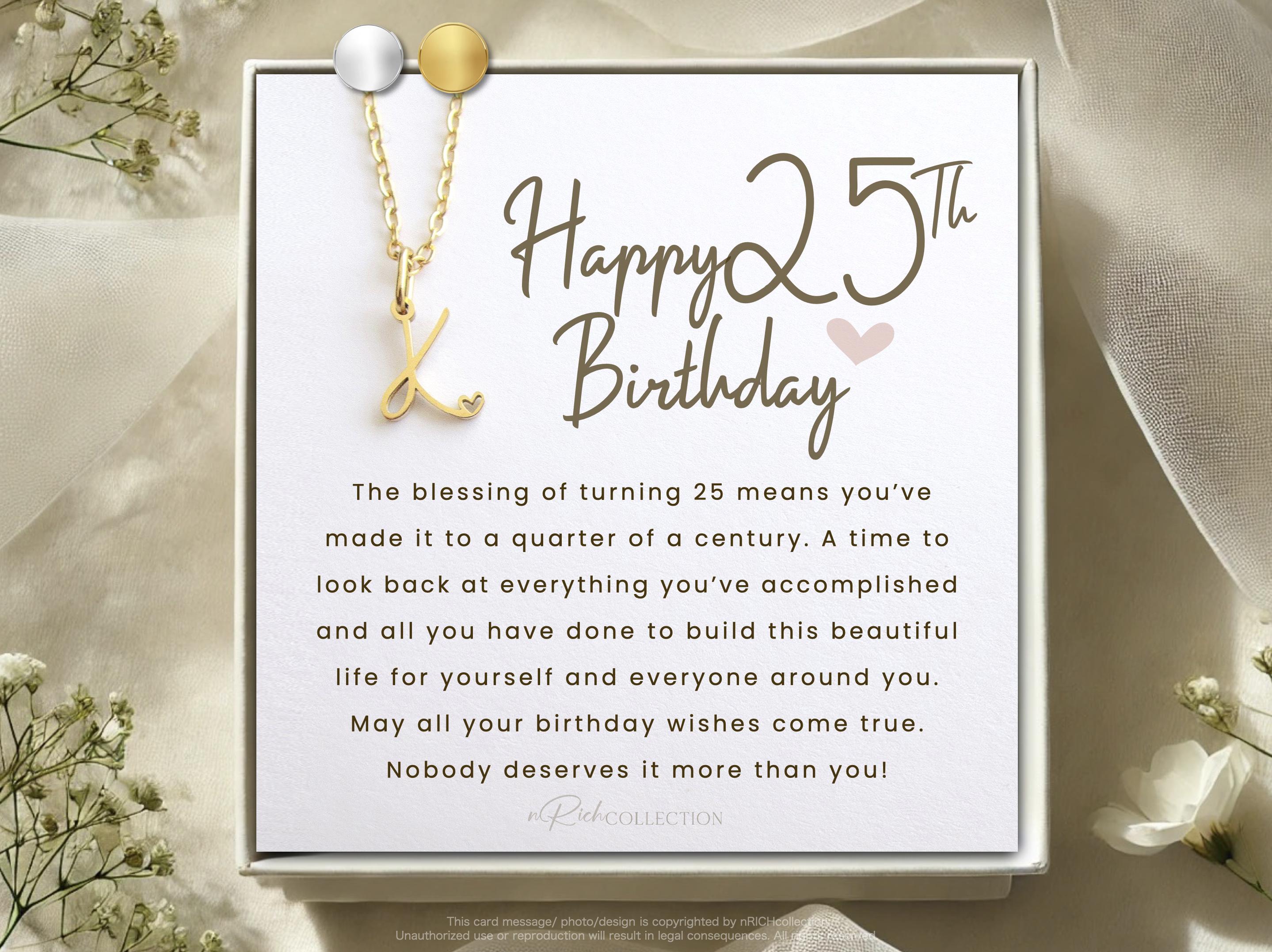 25th Birthday | Nacklace Gift for Her 25 year old Gift | Personalized