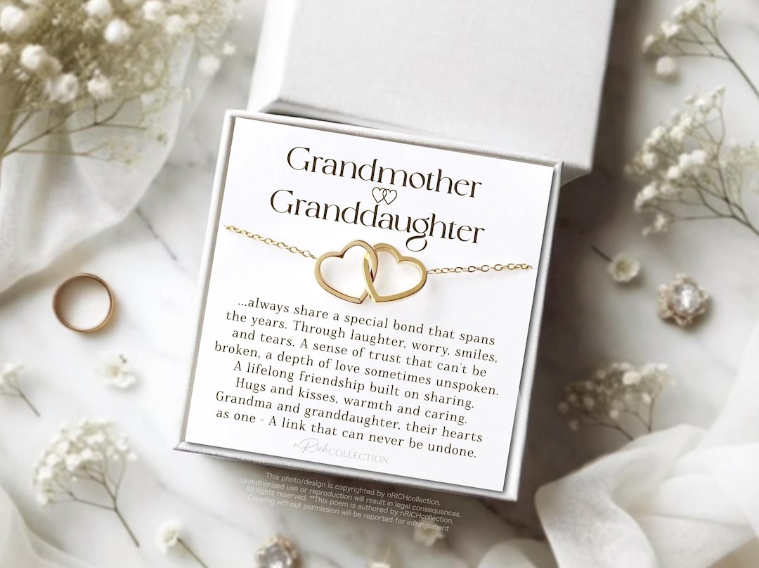 Grandma Granddaughter Necklace Gift Interlock Two Heart Necklace