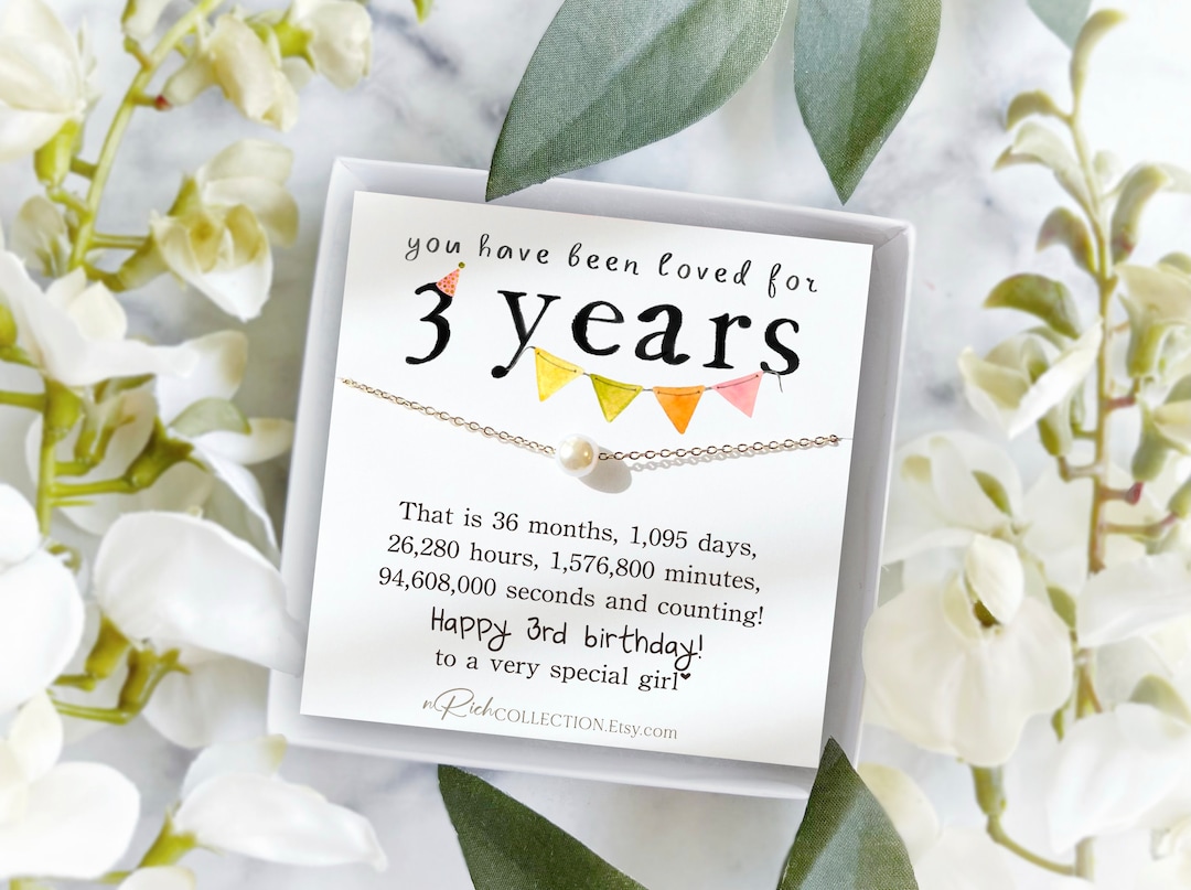 3rd Birthday Gift Ideas Third Birthday Necklace Birthstone for Girl