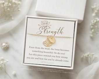 Lotus Necklace Gift • You Are Not Alone • Healing Strength Jewelry for Women • Chemo, Miscarriage, Breakup, Divorce, Sobriety, Hard Times