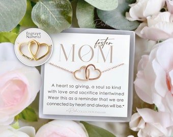 Personalized foster mother gifts for Foster mom Necklace Foster mother jewelry appreciation Thank you Gift Mother's Day Gift Hearts Birthday