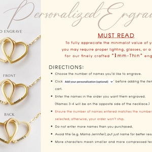 CUSTOM CARD Interlocked Hearts Necklace : Gold / Silver / Rose Gold Personalized Engraved Name image 2