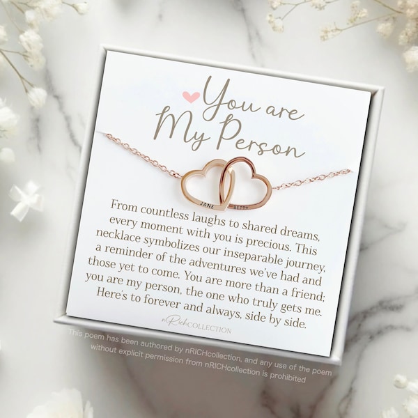 You Are My Person Double Heart Necklace Sentimental Friendship Jewelry, Best Friend Gift, Inseparable Journey, Personalized Bonding Keepsake