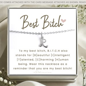 Best Bitches Funny Gift for Best Friend Personalized Gift for Her Badass jewelry Funny quote Name Initial Necklace Strong sassy girl Coworke afbeelding 4