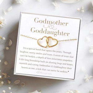 Personalized Godmother Gift from Goddaughter Two Interlocking Hearts Necklace for Godmother Jewelry Birthday Mother's Day Christmas Gift