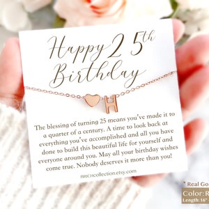 25th Birthday Nacklace Gift for Her 25 year old Gift Personalized Initial Necklace With Card Happy 25 Birthday Custom Initial Necklace image 7