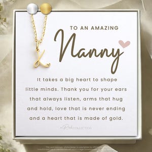 Nanny Babysitter Au Pair Christmas Gift for Nanny Thank you Gift for Nanny Appreciation Birthday Gift Personalized Initial Letter Necklace