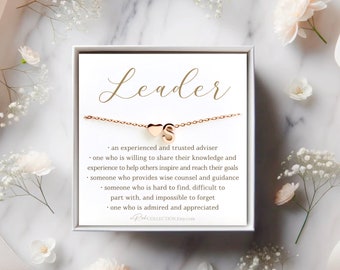 Leader Necklace Gift for Great Leader Definition Thank You Mentor Card Boss Appreciation For Retirement Teacher Counselor Coach Adviser
