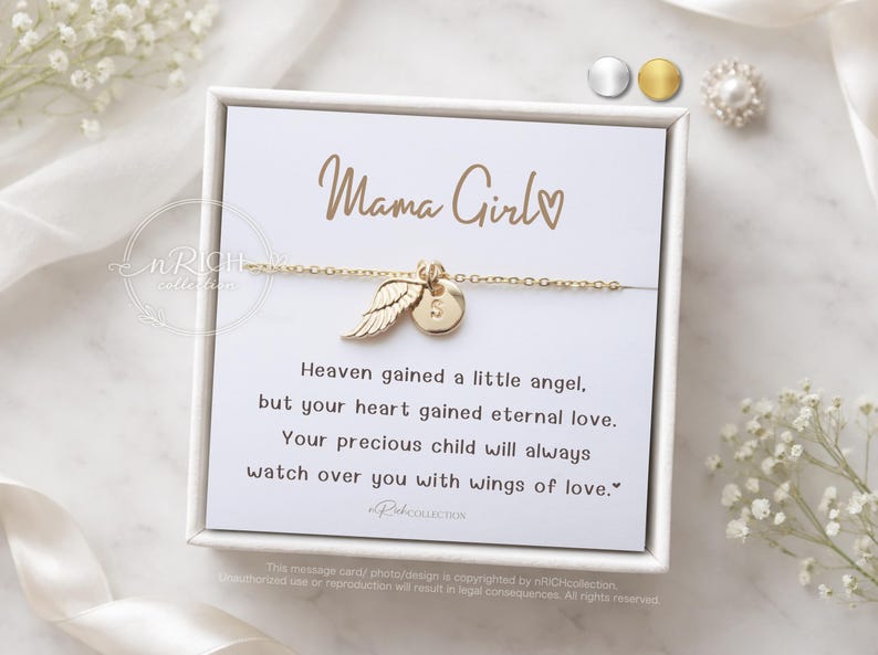 Miscarriage Gift Necklace. Baby Loss Gift, stillborn necklace Pregnancy Loss, Bereavement Gift Mama of an angel jewelry Gold Silver RoseGold image 3