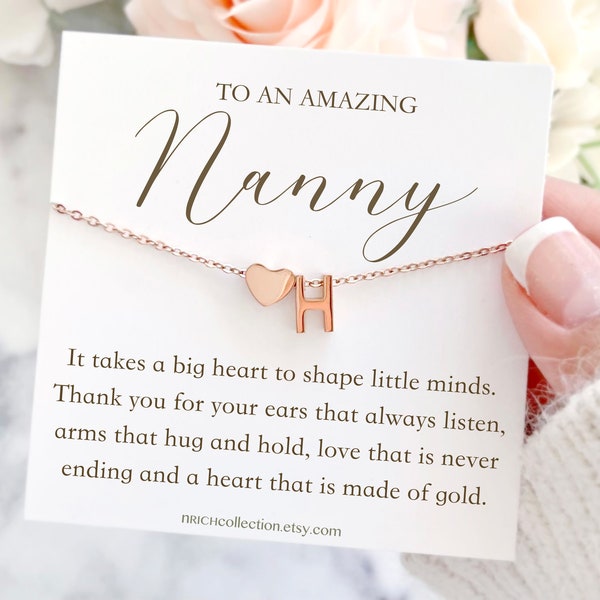 Nanny Gifts Mother's Day Gift for Nanny Thank you Gift for Nanny Appreciation Nanny Birthday Gift Personalized Initial Letter Necklace