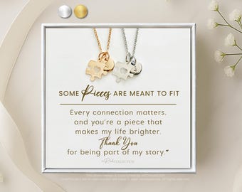 Matching Puzzle Piece Necklace Personalized Initial Gift for Her Connection Gift Thank You Appreciation Gift for Friends Coworker Sorority