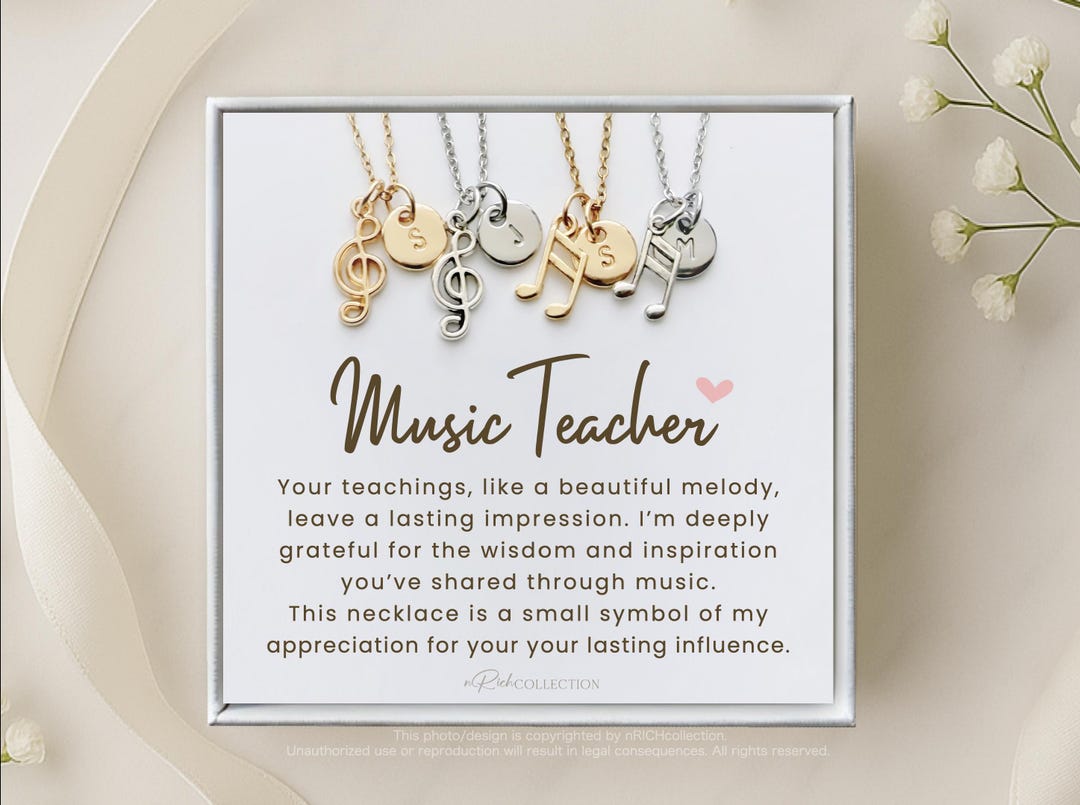Singing Lessons Gift Music Teacher Gift, Music Gift, Music Note Necklace, Marching Band ...